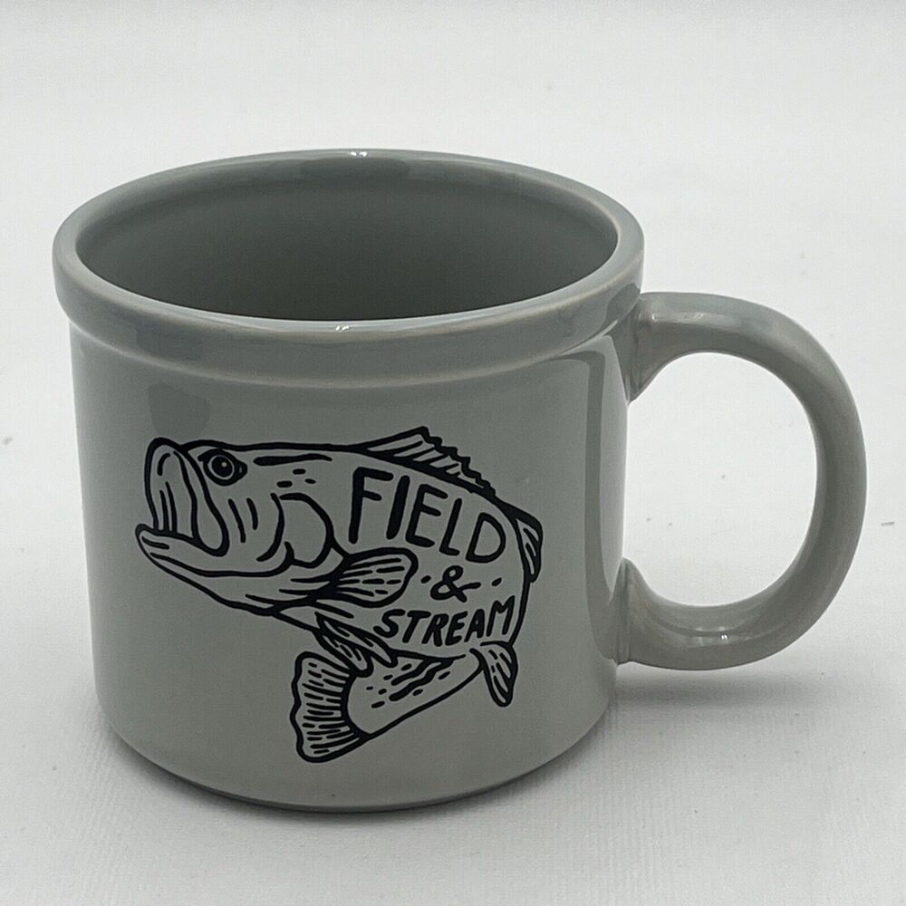 *RARE* Field & Stream Grey Hunting Coffee Mug Soup Sporting Fish #FASA12091 NWT